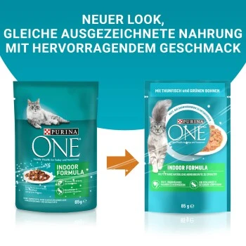 Purina ONE Indoor Formula Mit Thunfisch & Grünen Bohnen 26x85g 5 Purina ONE Indoor Formula Mit Thunfisch & Grünen Bohnen 26x85g – Bild 5