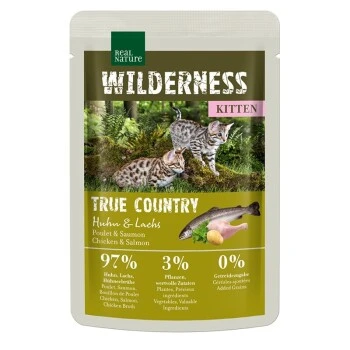 REAL NATURE WILDERNESS Kitten 12x85g True Country Mit Huhn & Lachs 1 REAL NATURE WILDERNESS Kitten 12x85g True Country Mit Huhn & Lachs